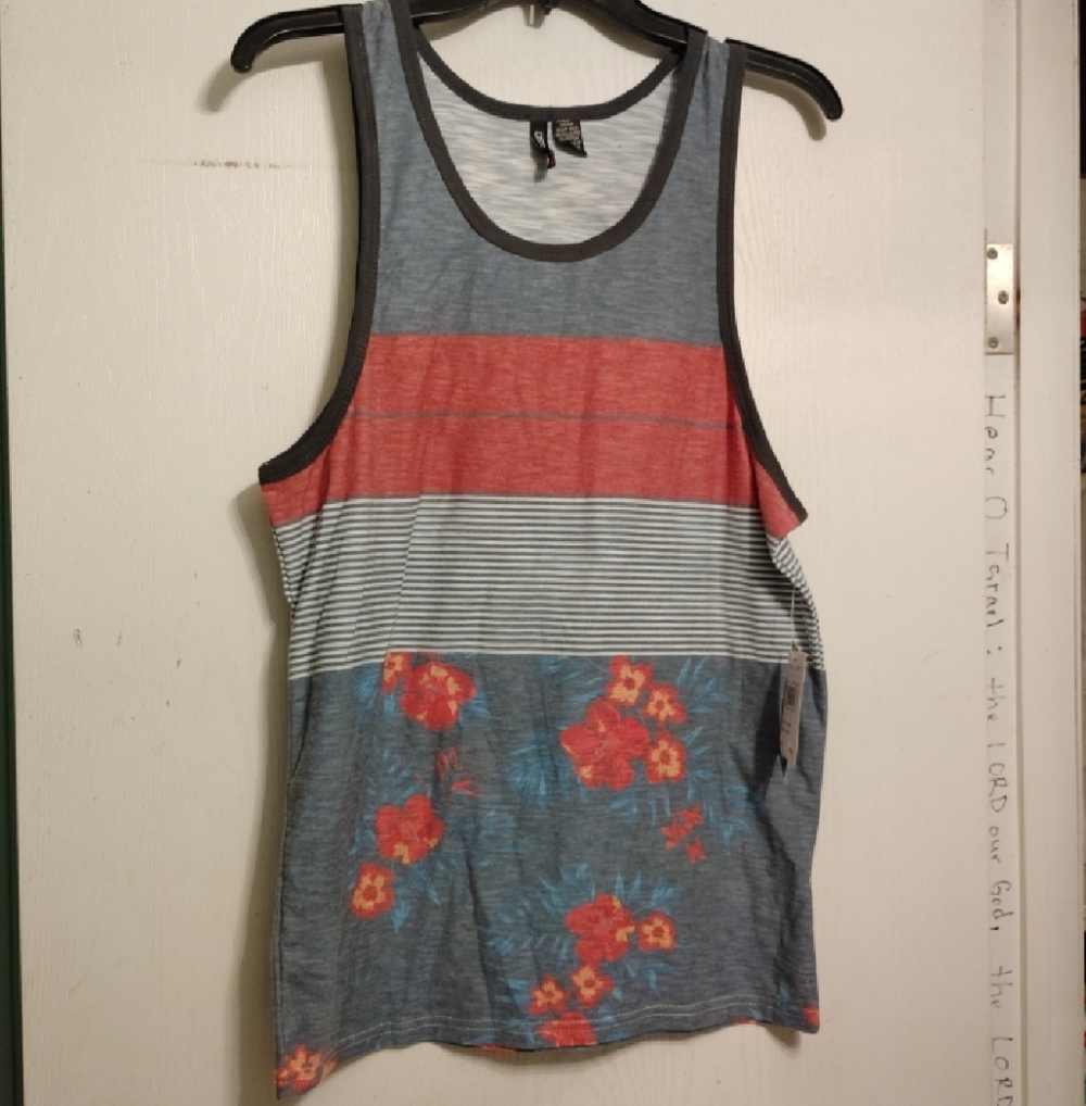 Distortion Tank Top in Color Block, Floral print, and Stripes Cotton Poly Blend - Picture 8 of 16